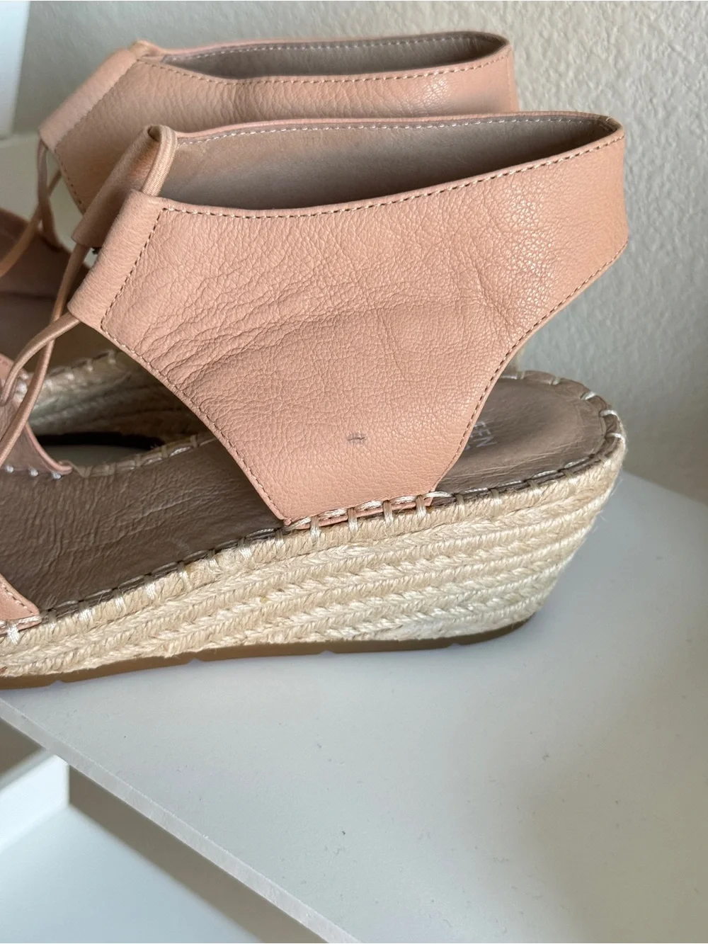 Eileen Fisher Agnes Leather Espadrille Wedge Sandals  Size 9.5